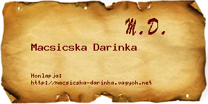 Macsicska Darinka névjegykártya